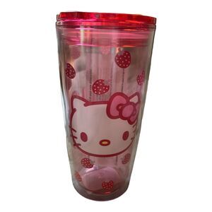 Sanrio Hello Kitty Strawberry Face Travel Tumbler w/Slide Close Lid 20 OZ